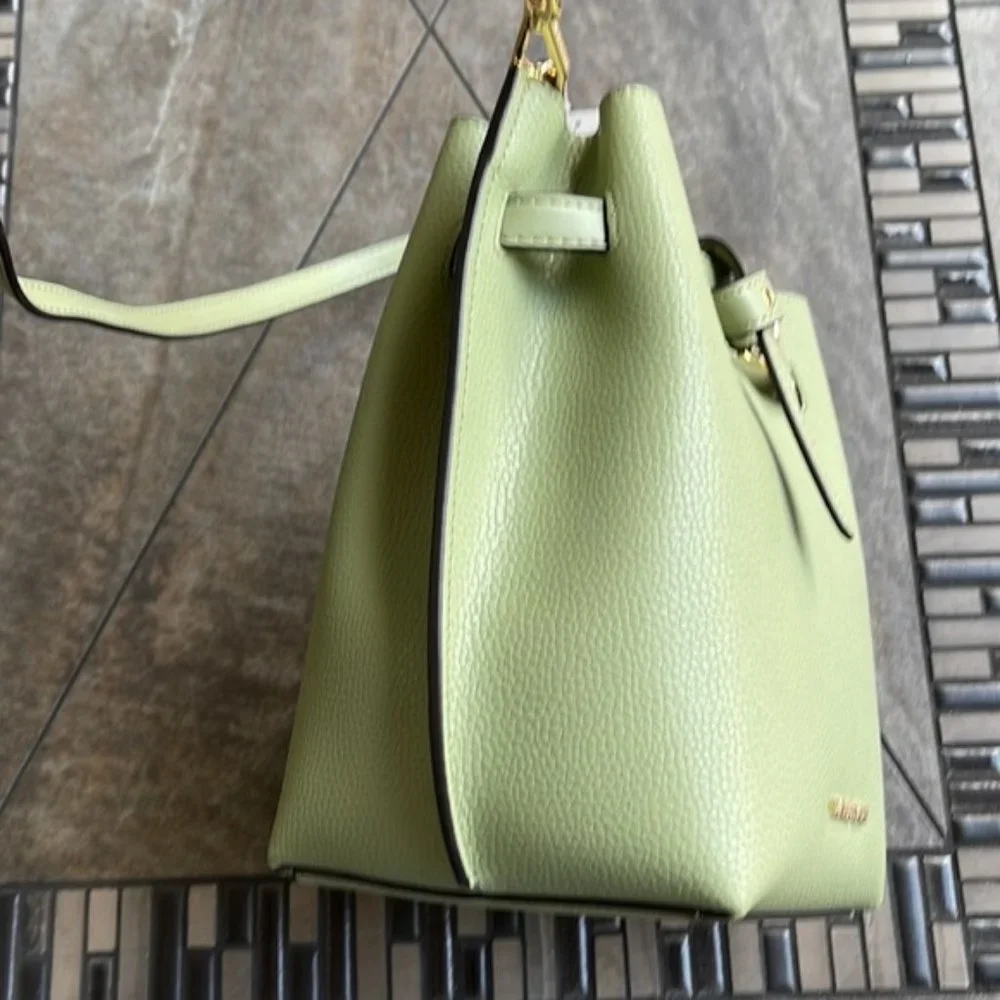 Michael Kors Emilia Small Bucket Bag Messenger Leather Light Sage - Picture 5 of 16